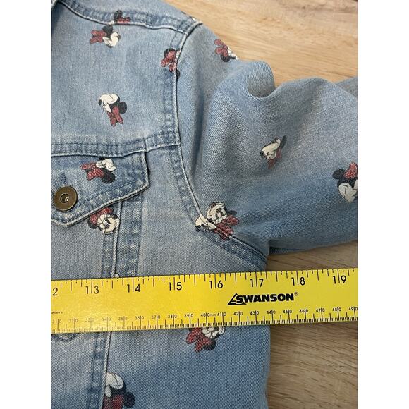 Disney Parks Jacket Womens XS Blue Minnie Mouse All Over Print Jean Denim - Picture 6 of 9